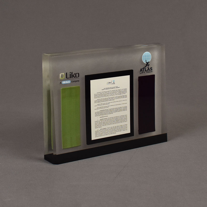 Acrylic embedded deal toy with printed paper cast inside crystal clear Lucite®